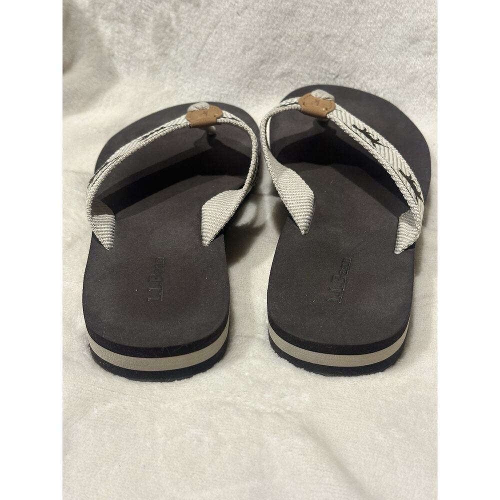 L.L BEAN Women's Sz 7M Chocolate Lab Dog on Beige Braid Cushioned Thong Sandals - Picture 6 of 7